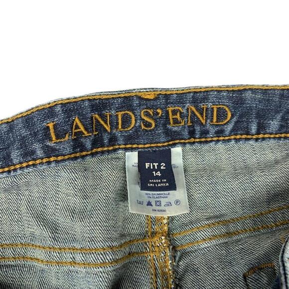Lands End Womens Fit 2 Straight Leg Medium Wash Mid Rise Blue Jeans Size 14​​ - Picture 3 of 7